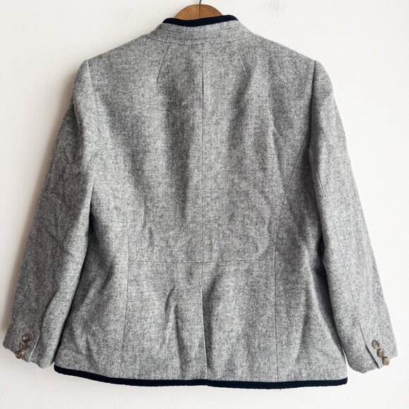 Talbots Grey Wool Blend Herringbone Classic One bUtton Blazer 14 - Picture 6 of 7